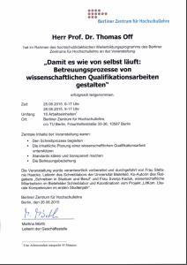 Damit es wie von selbst läuft: Betreuungsprozesse von wissenschaftlichen Qualifikationsarbeiten